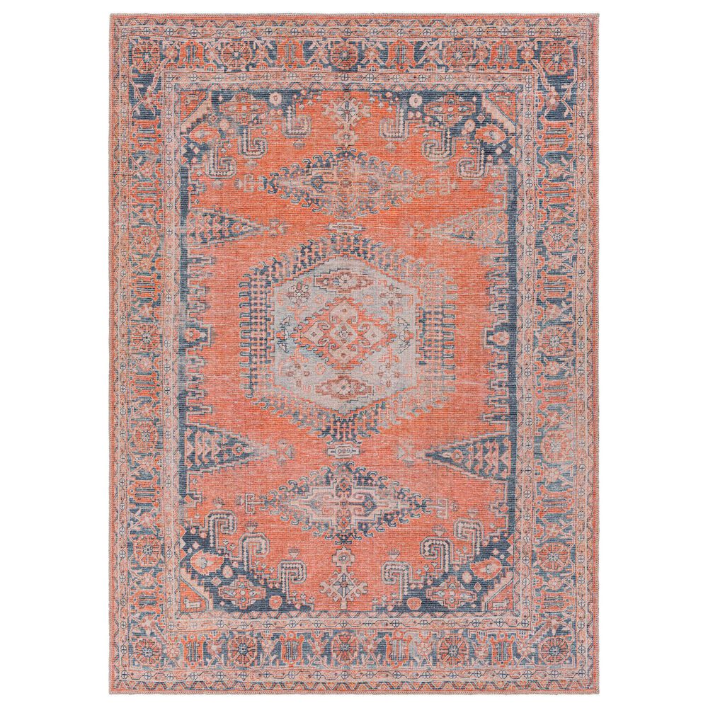Surya Colin 5'3" x 7'3" Burnt Orange, Blue, Pale Blue and Tan Area Rug
