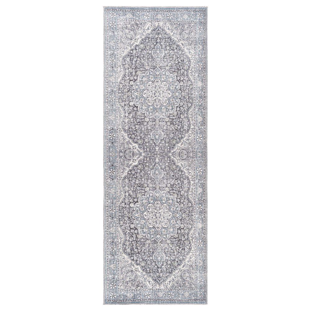 Surya Colin 2'7" x 10' Light Blue, Medium Green, Gray, Charcoal, Tan and Cream Runner