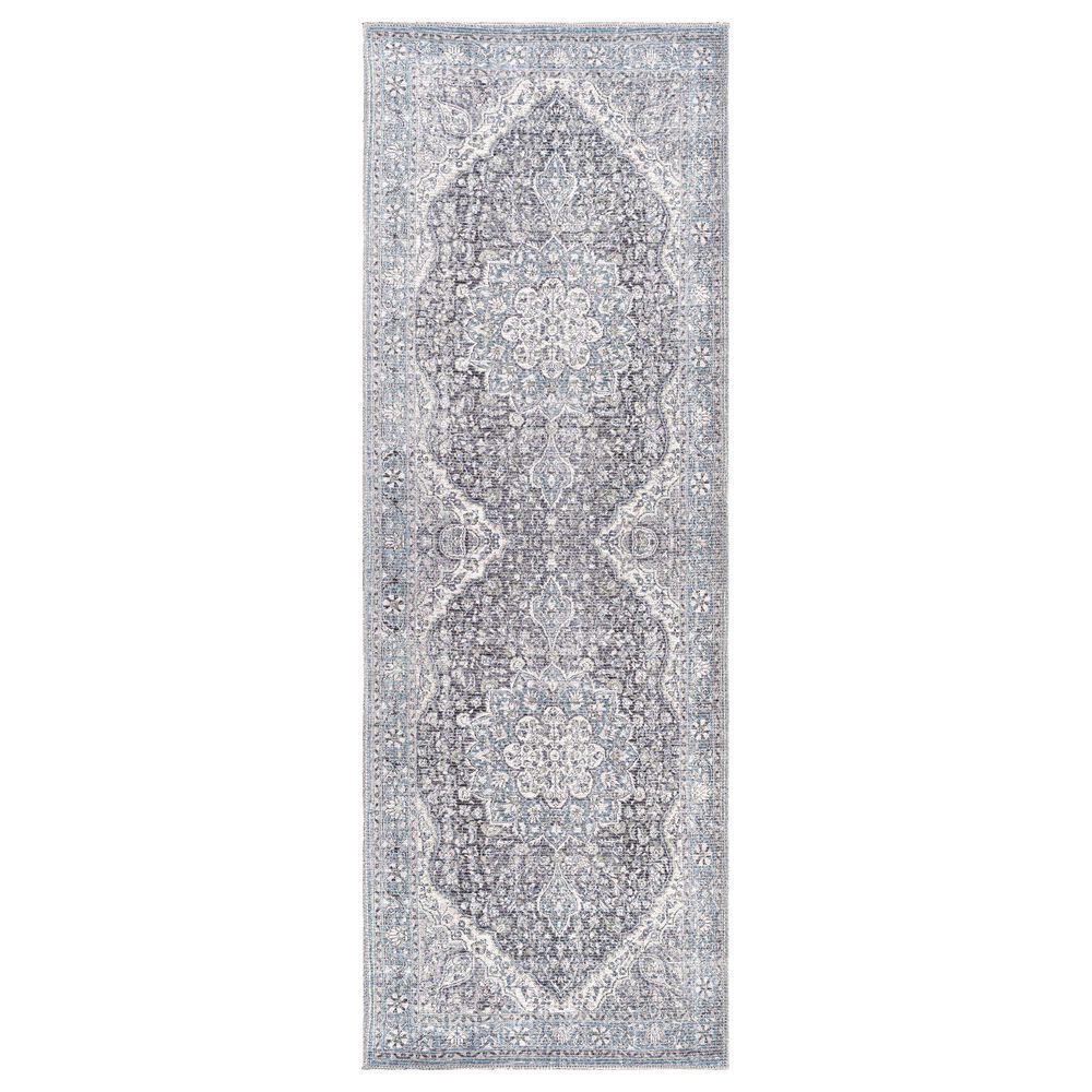 Surya Colin 2'7" x 12' Light Blue, Medium Green, Gray, Charcoal, Tan and Cream Runner