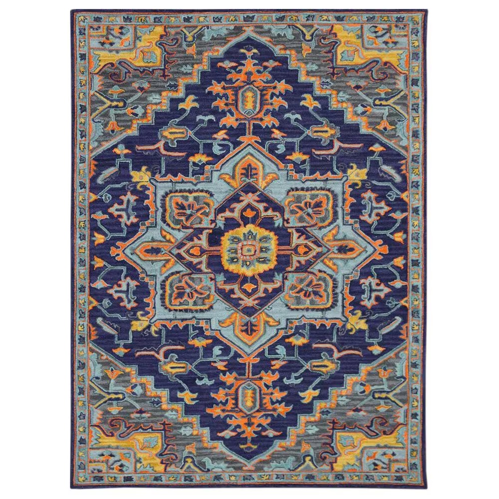 Amer Rugs Boho 7'6" x 9'6" Blue and Orange Area Rug