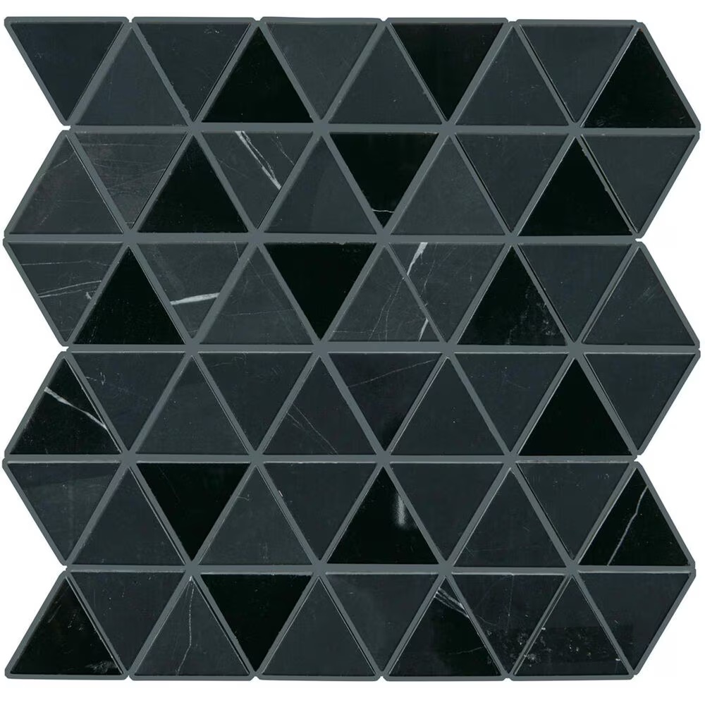 Dal-Tile Pietra Divina Nero Marquina Triangle Mosaic Tile