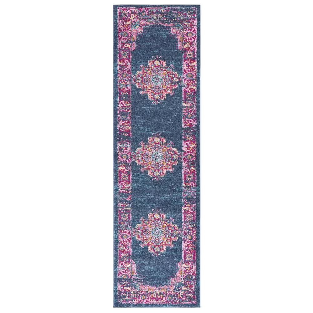 Nourison Passion PSN03 1'10" x 6' Blue Runner