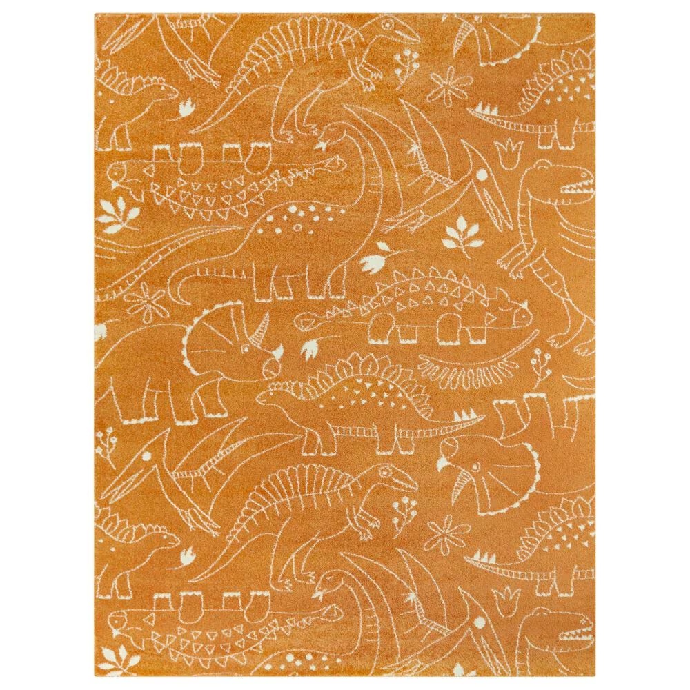 Balta Rugs Parker Dinosaur 5'3" x 7' Orange Kids Area Rug