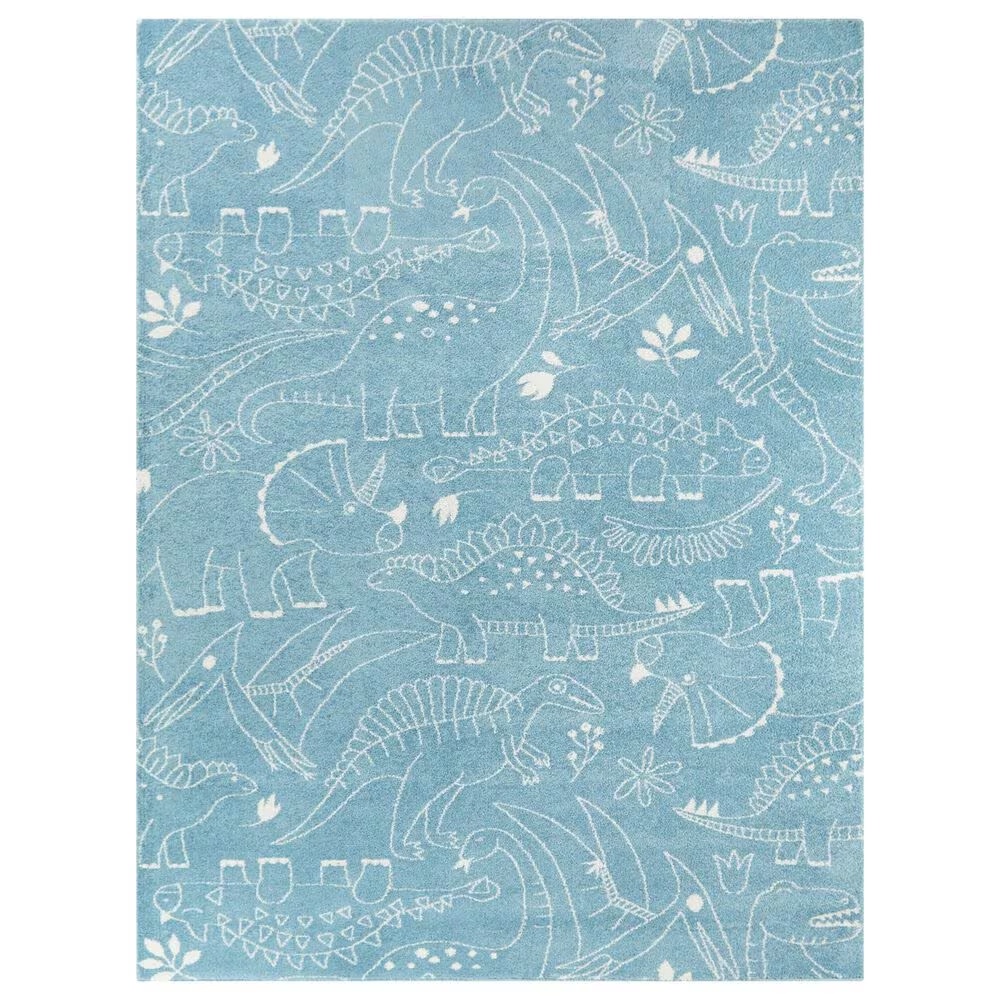 Balta Rugs Parker Dinosaur 5'3" x 7' Teal Kids Area Rug