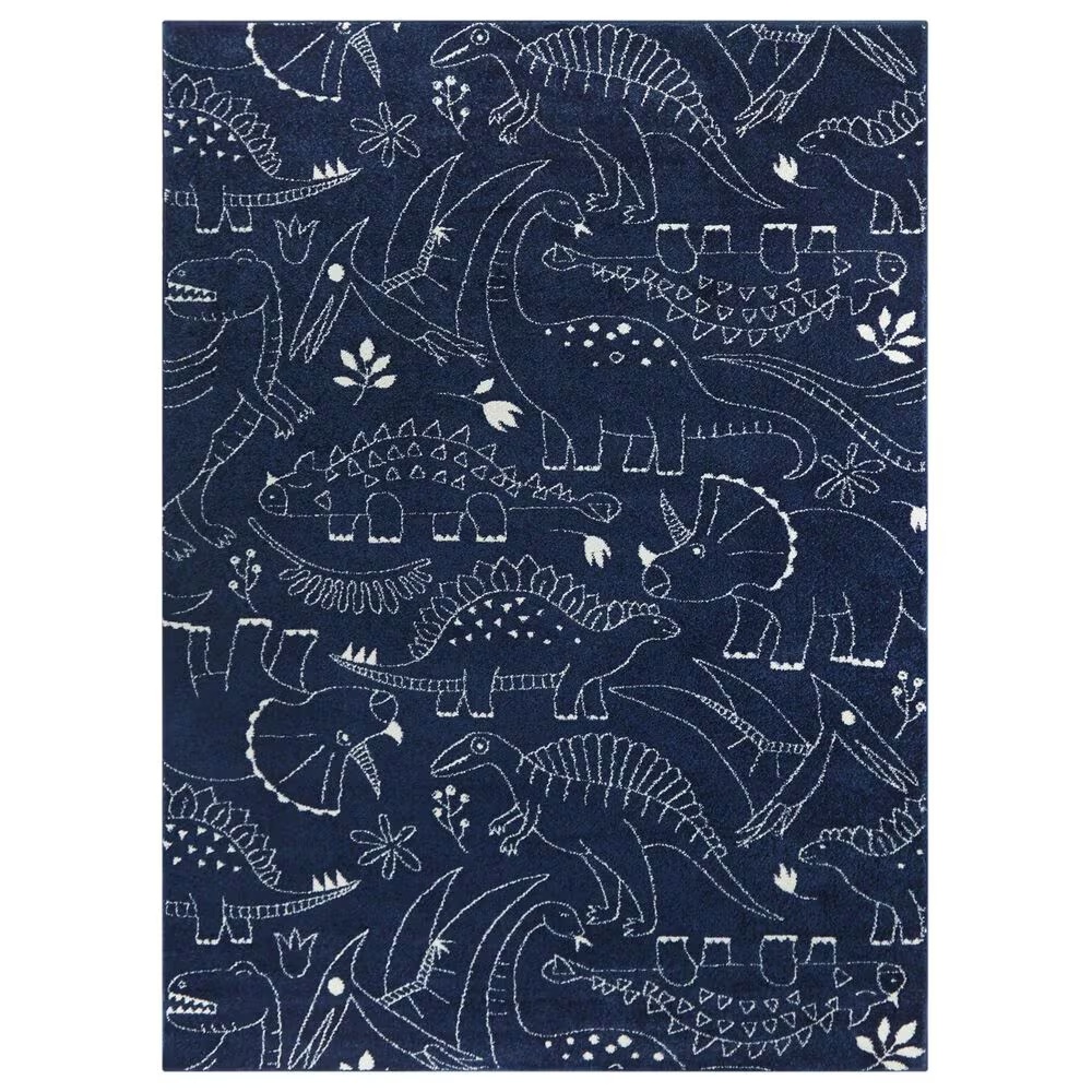 Balta Rugs Parker Dinosaur 3'11" x 5'7" Navy Kids AreaRug