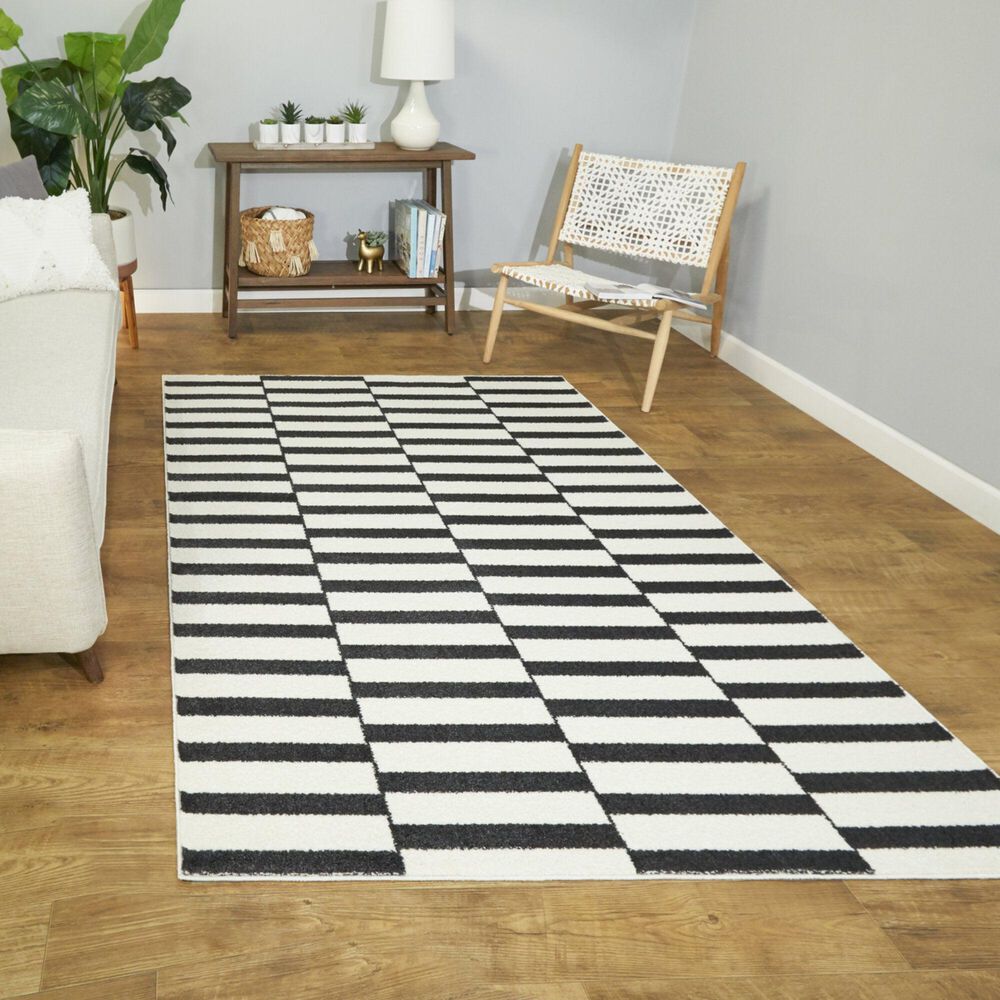 Balta Rugs Dewey Ultra Light Striped 5'3" x 7' Charcoal Area Rug