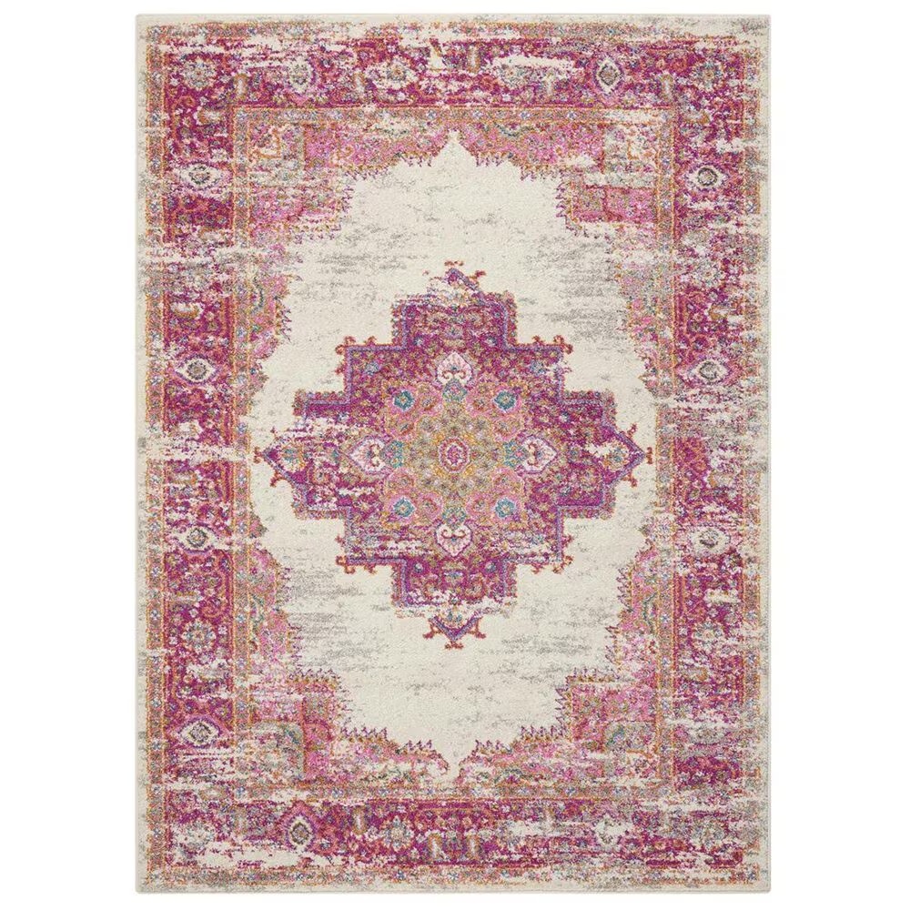 Nourison Passion PSN03 5'3" x 7'3" Ivory and Fushia Area Rug