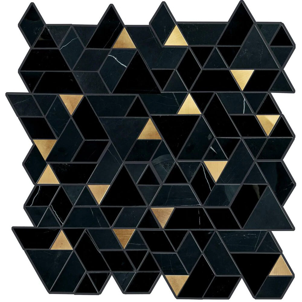 Dal-Tile Pietra Divina Nero Marquina Black Blend Spectrum Mosaic Tile