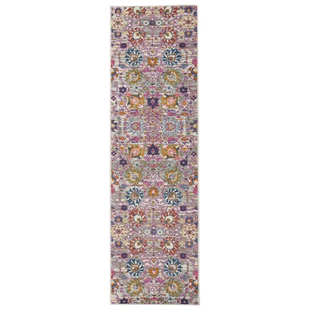 Nourison Passion PSN01 2'2" x 7'6" Silver Runner