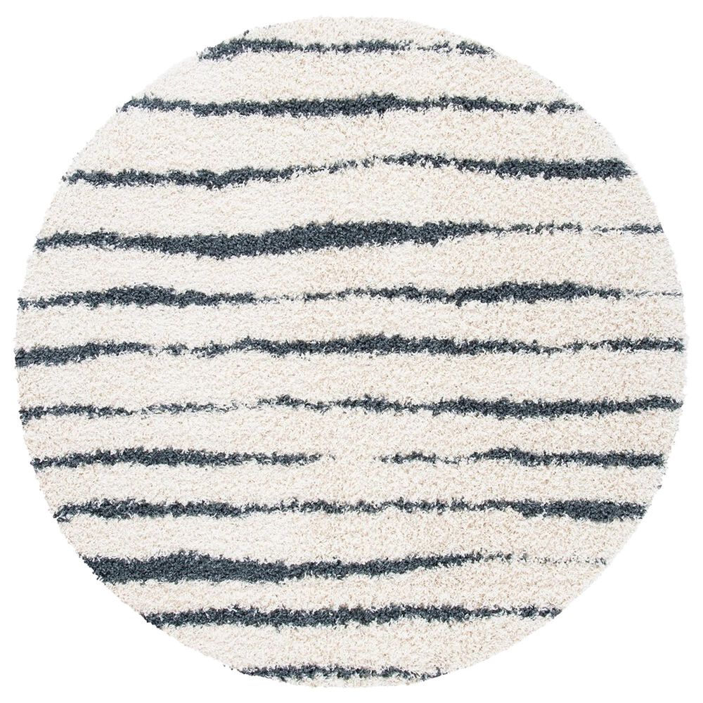 Safavieh Venus Shag VNS603B 8' Round Ivory and Dark Grey Area Rug