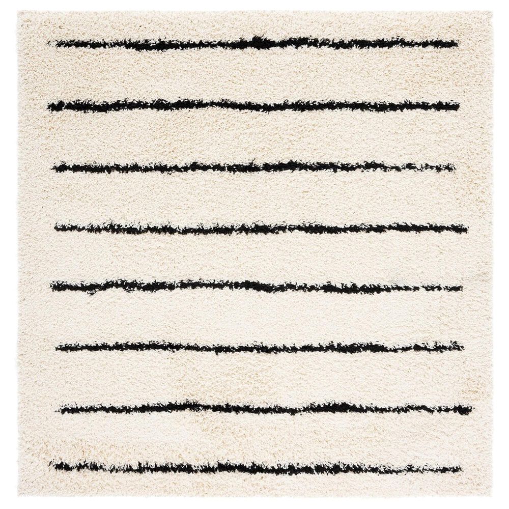 Safavieh Venus Shag VNS604A 6'7" Square Ivory and Black Area Rug