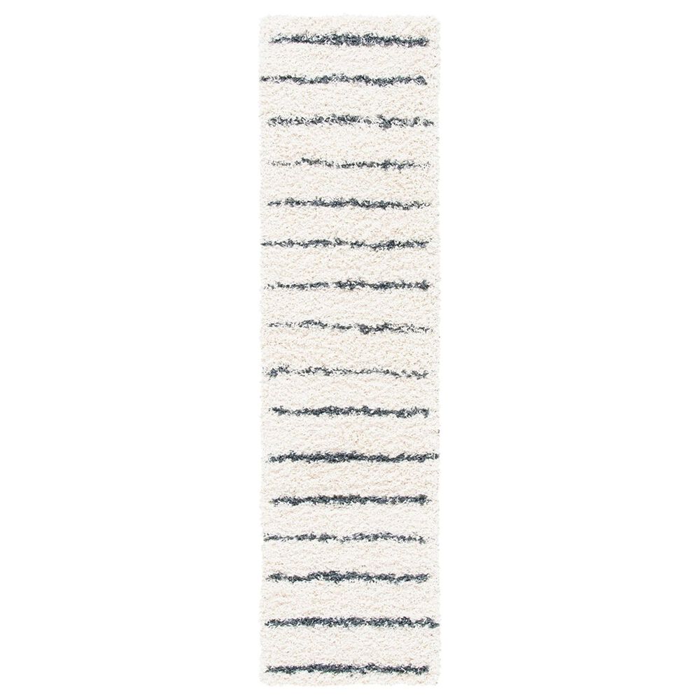 Safavieh Venus Shag VNS604B 2'2" x 10' Ivory and Dark Grey Runner