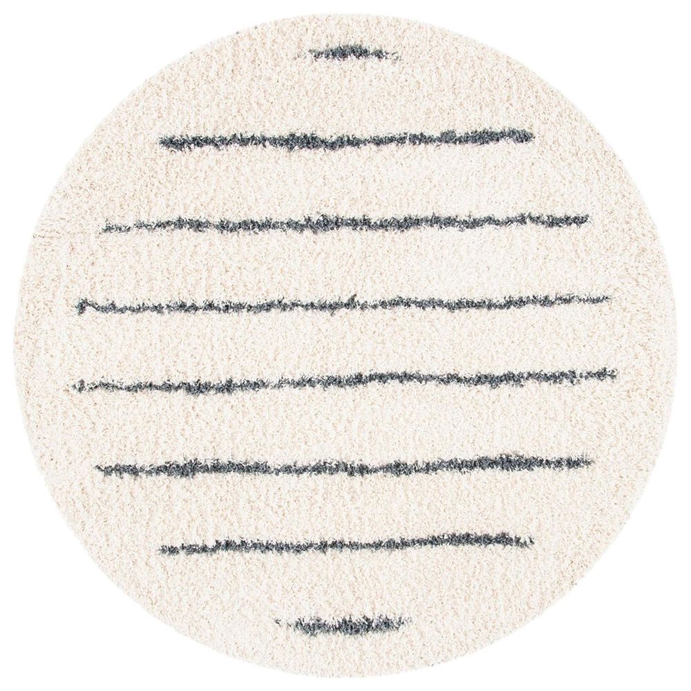 Safavieh Venus Shag VNS604B 8' Round Ivory and Dark Grey Area Rug