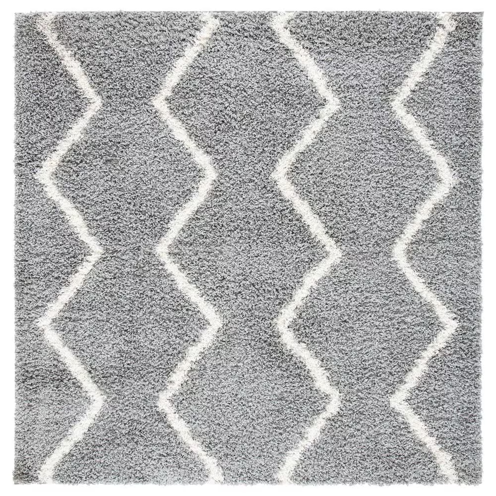 Safavieh Venus Shag Chevron 6'7" Square Grey and Ivory Area Rug
