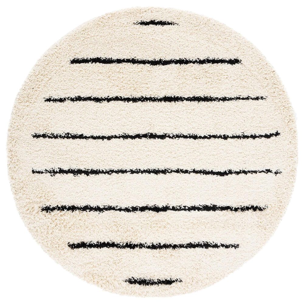 Safavieh Venus Shag VNS604A 6'7" Round Ivory and Black Area Rug