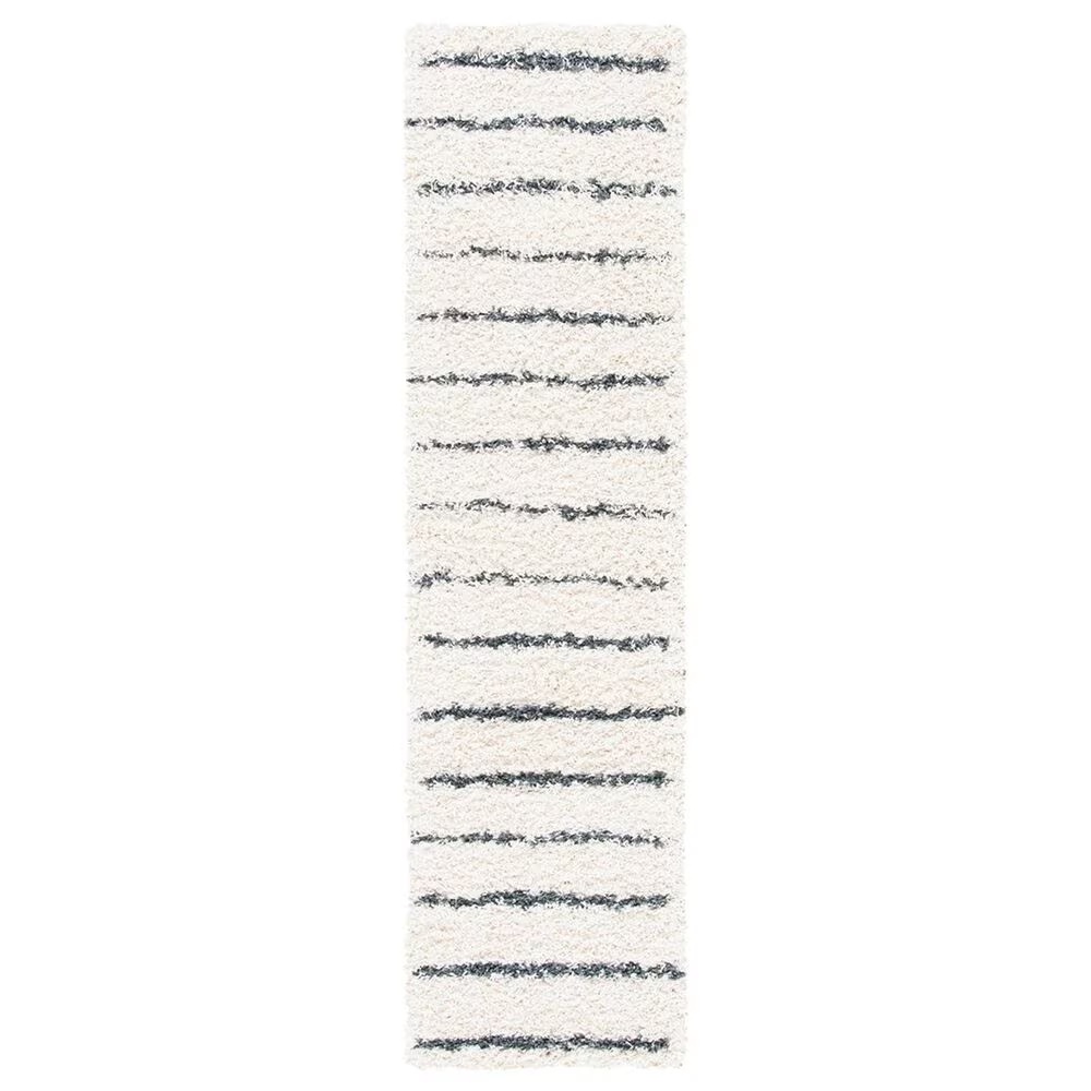 Safavieh Venus Shag VNS604B 2'2" x 14' Ivory and Dark Grey Runner