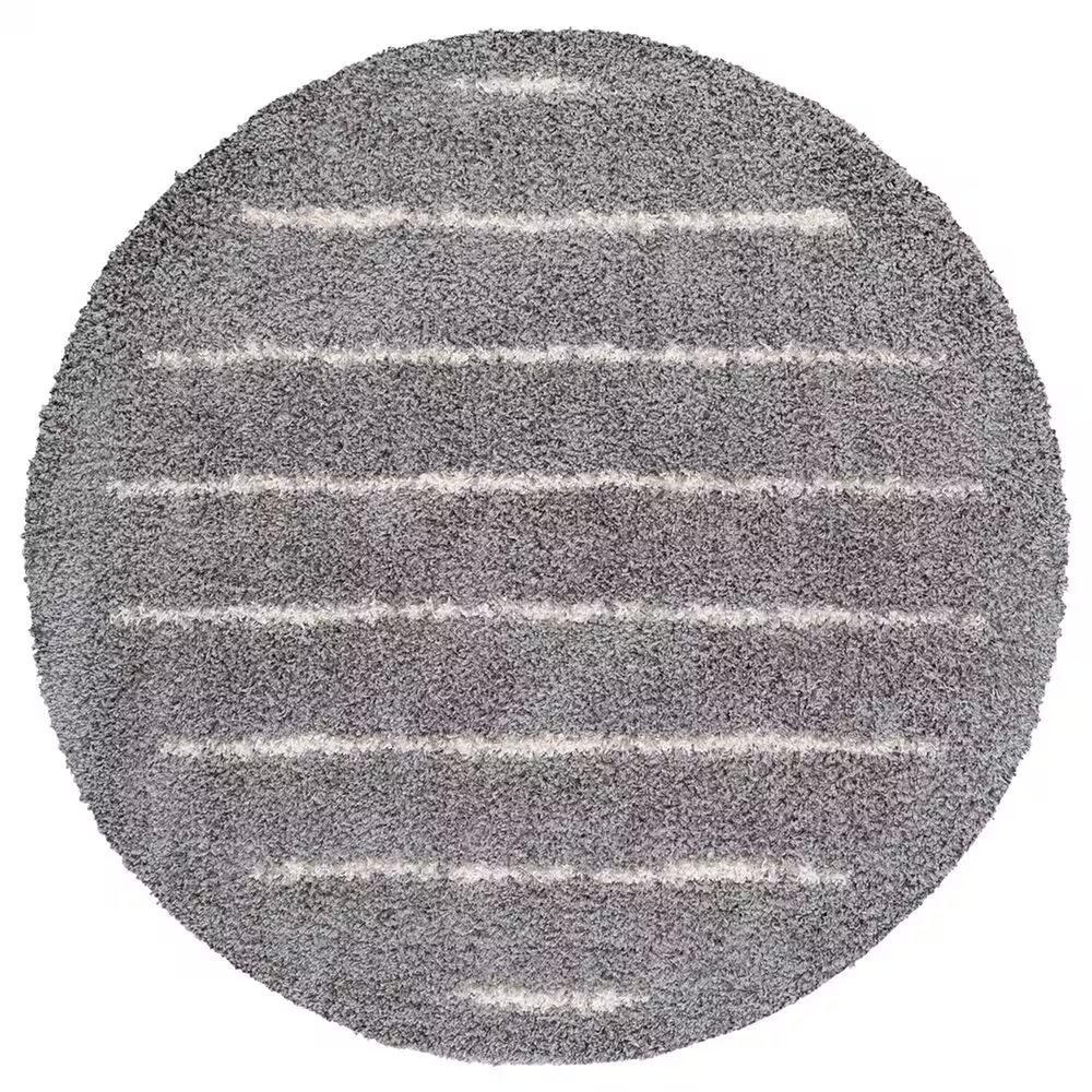 Safavieh Venus Shag VNS604J 5'3" Round Grey and Ivory Area Rug