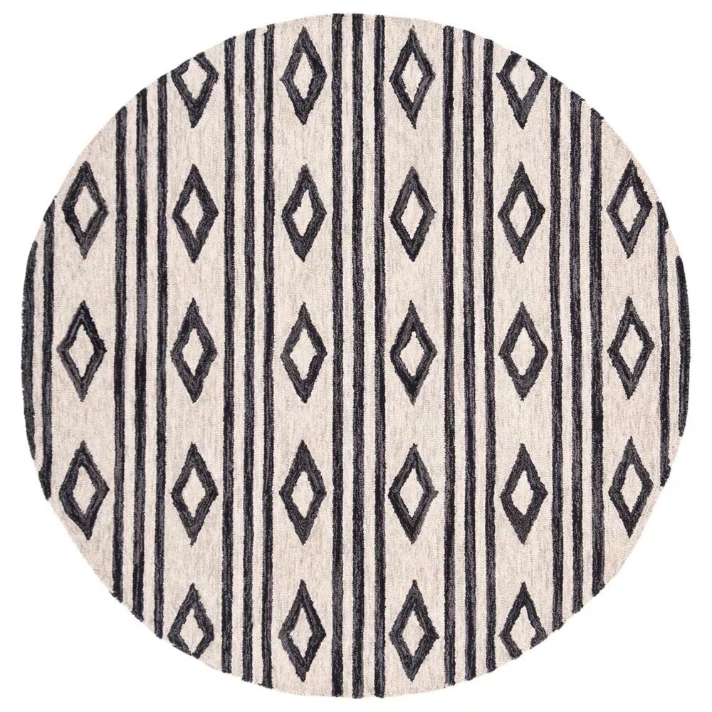 Safavieh Micro-Loop 5' Round Ivory and Charcoal Area Rug