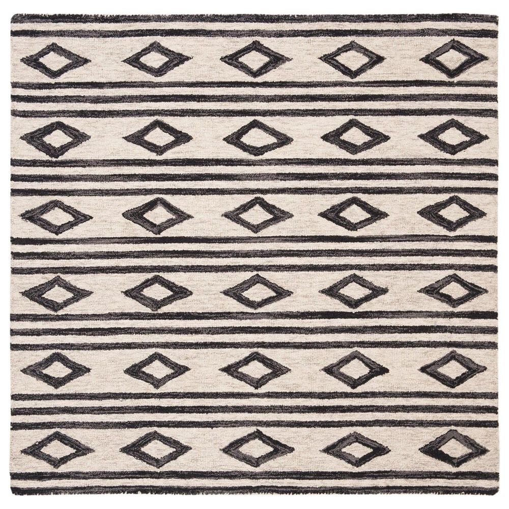 Safavieh Micro-Loop 5' Square Ivory and Charcoal Area Rug