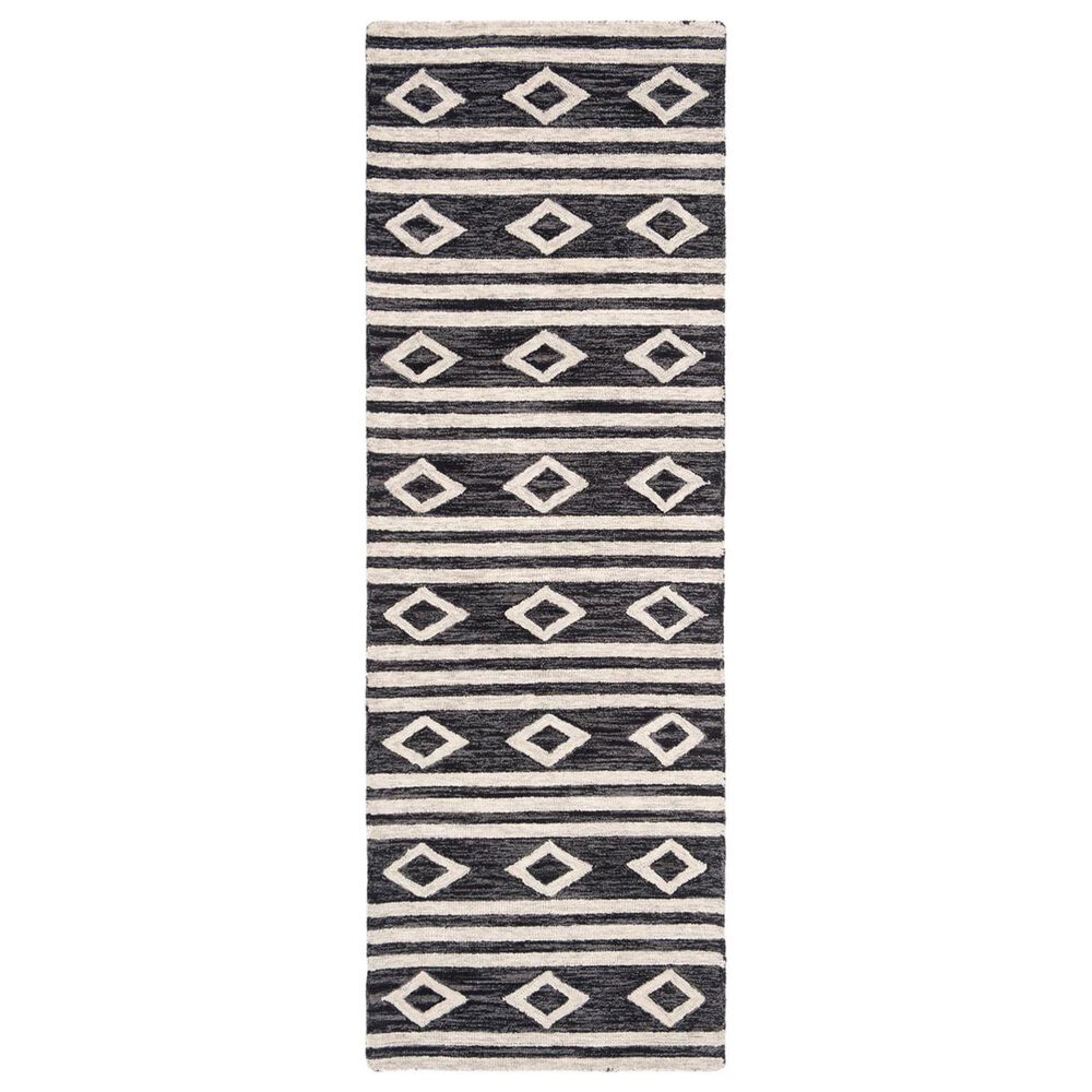 Safavieh Micro-Loop MLP153H 2'6" x 9' Charcoal and Ivory Runner