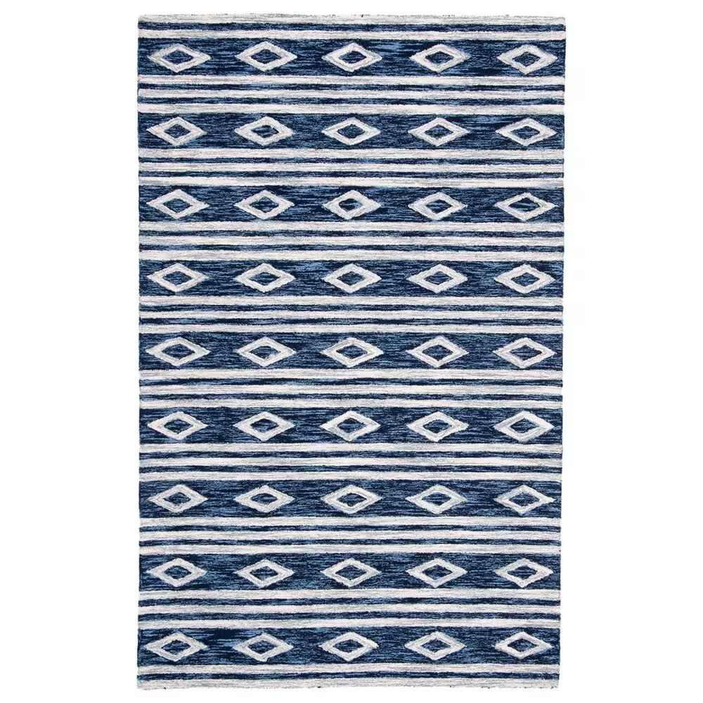 Safavieh Micro-Loop MLP153N 5' x 8' Navy and Ivory Area Rug