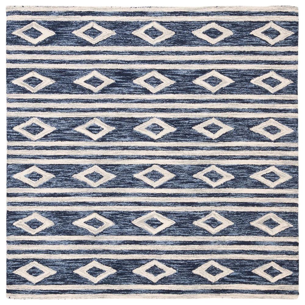 Safavieh Micro-Loop MLP153N 5' Square Navy and Ivory Area Rug