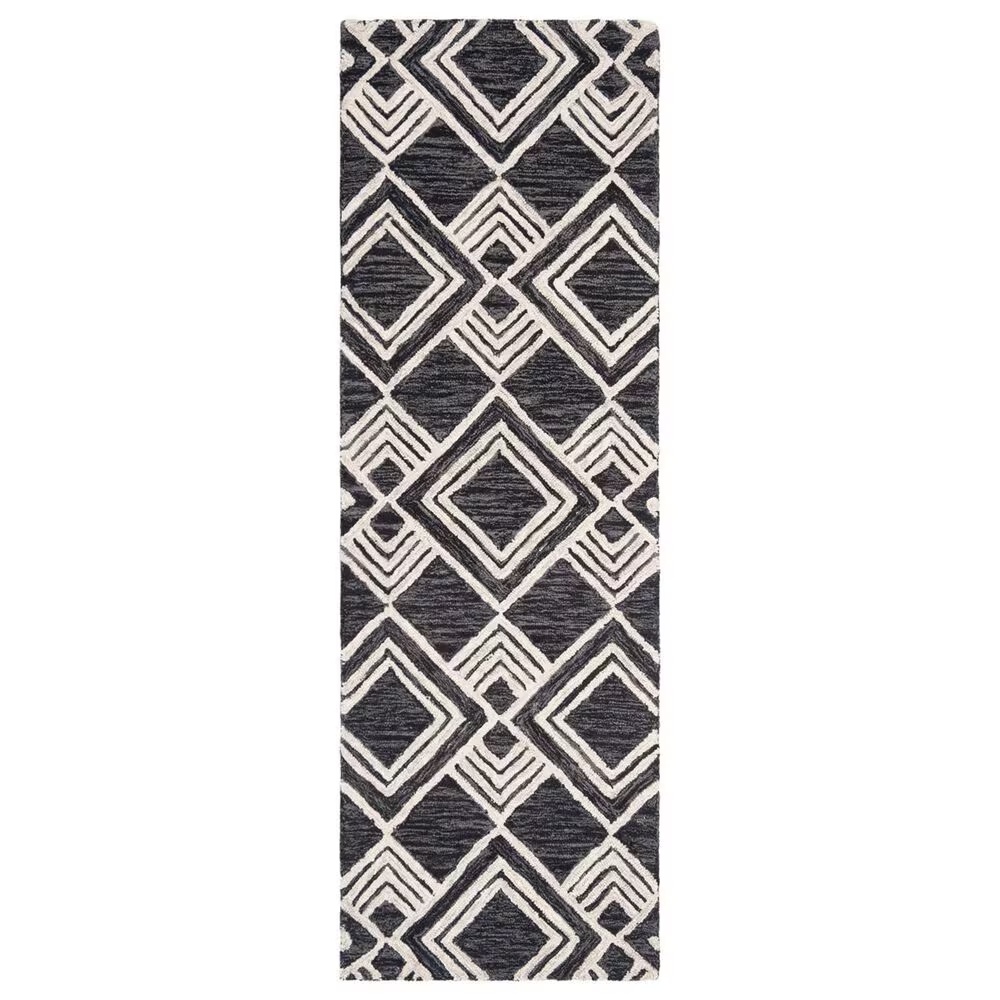 Safavieh Micro-Loop MLP154H 2'3" x 7' Charcoal and Ivory Runner