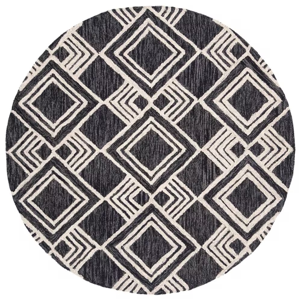 Safavieh Micro-Loop MLP154H 5' Round Charcoal and Ivory Area Rug
