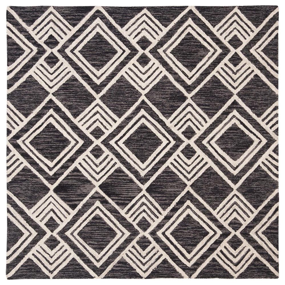 Safavieh Micro-Loop MLP154H 5' Square Charcoal and Ivory Area Rug