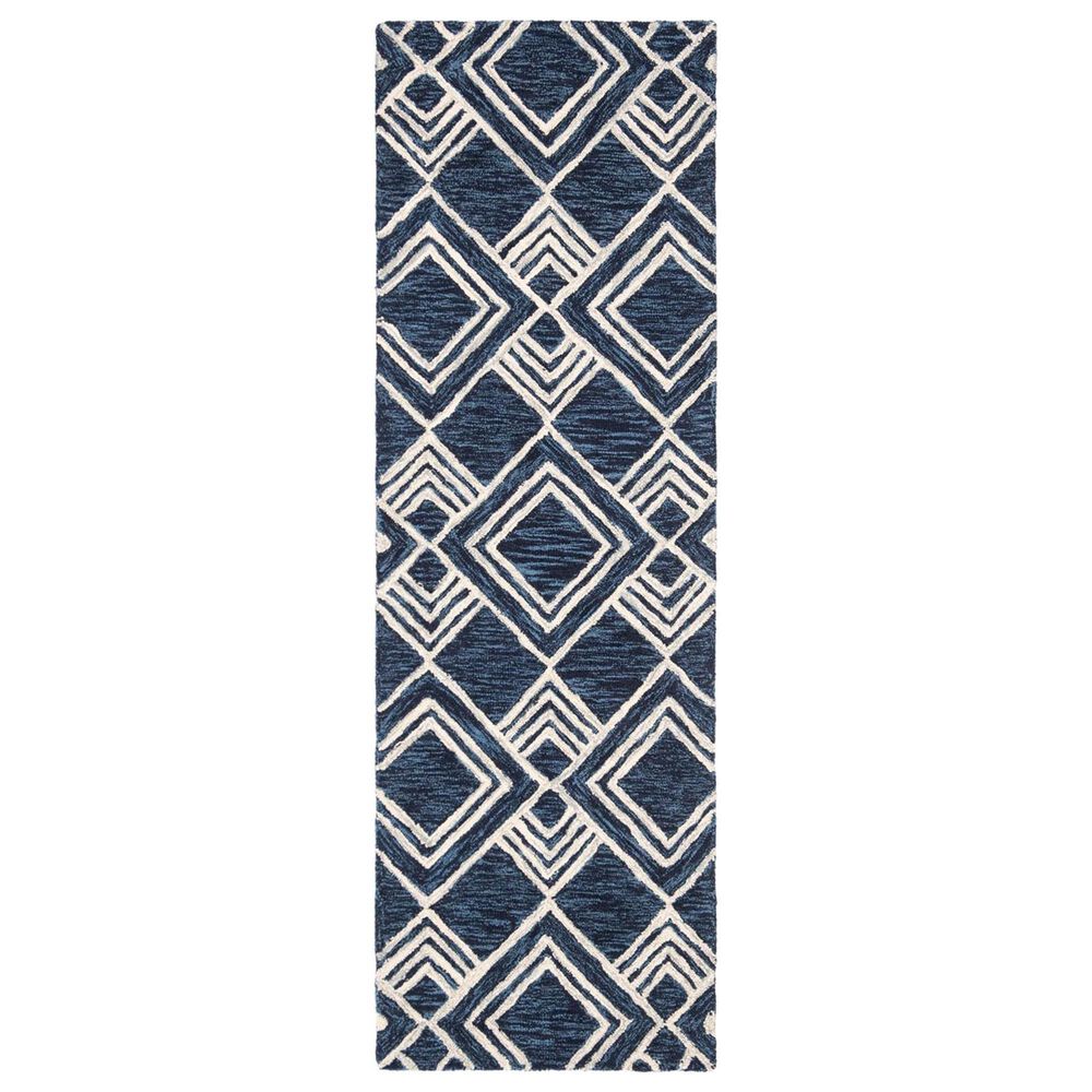 Safavieh Micro-Loop MLP154N 2'3" x 7' Navy and Ivory Runner
