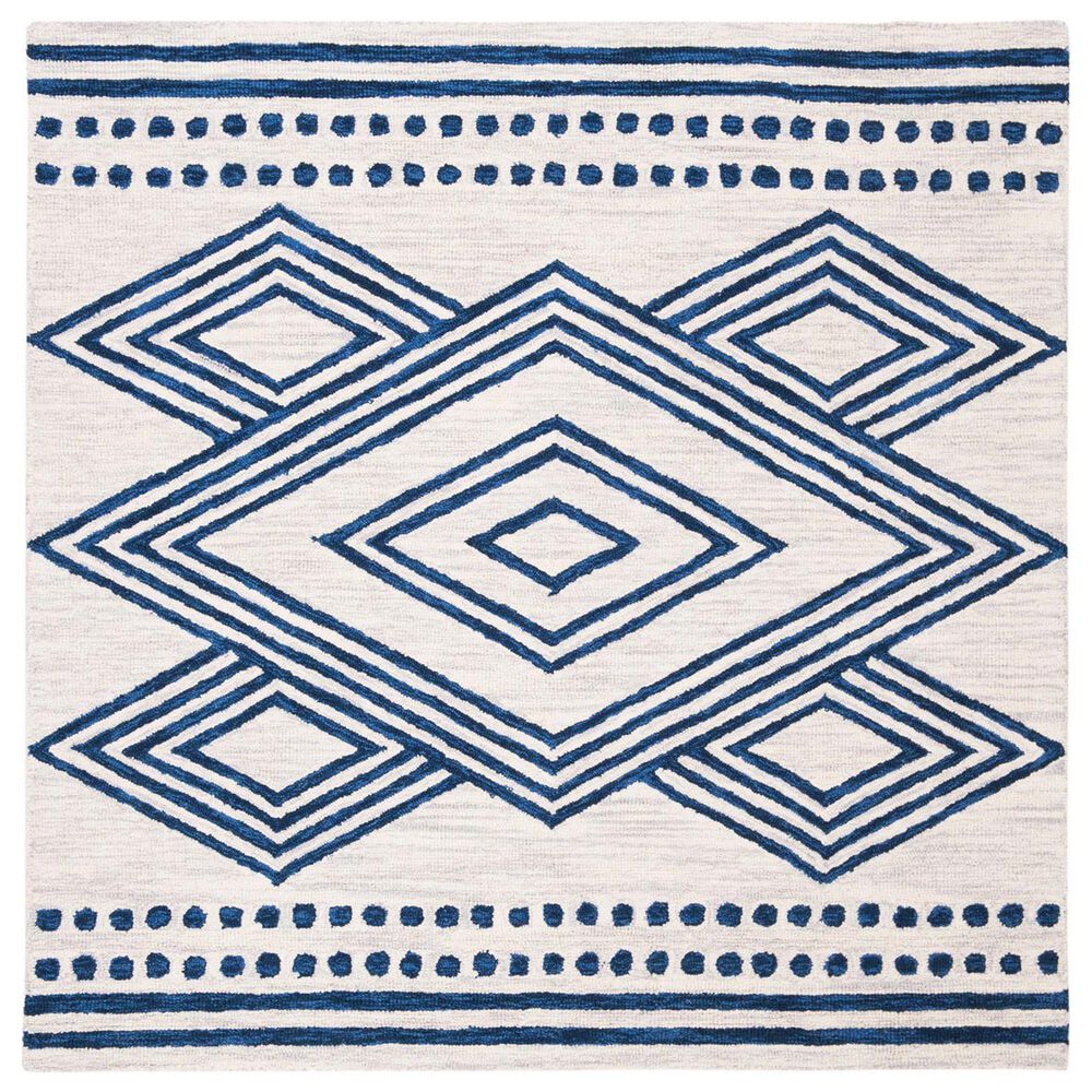 Safavieh Micro-Loop Southwestern 5' Square Ivory and Navy Area Rug