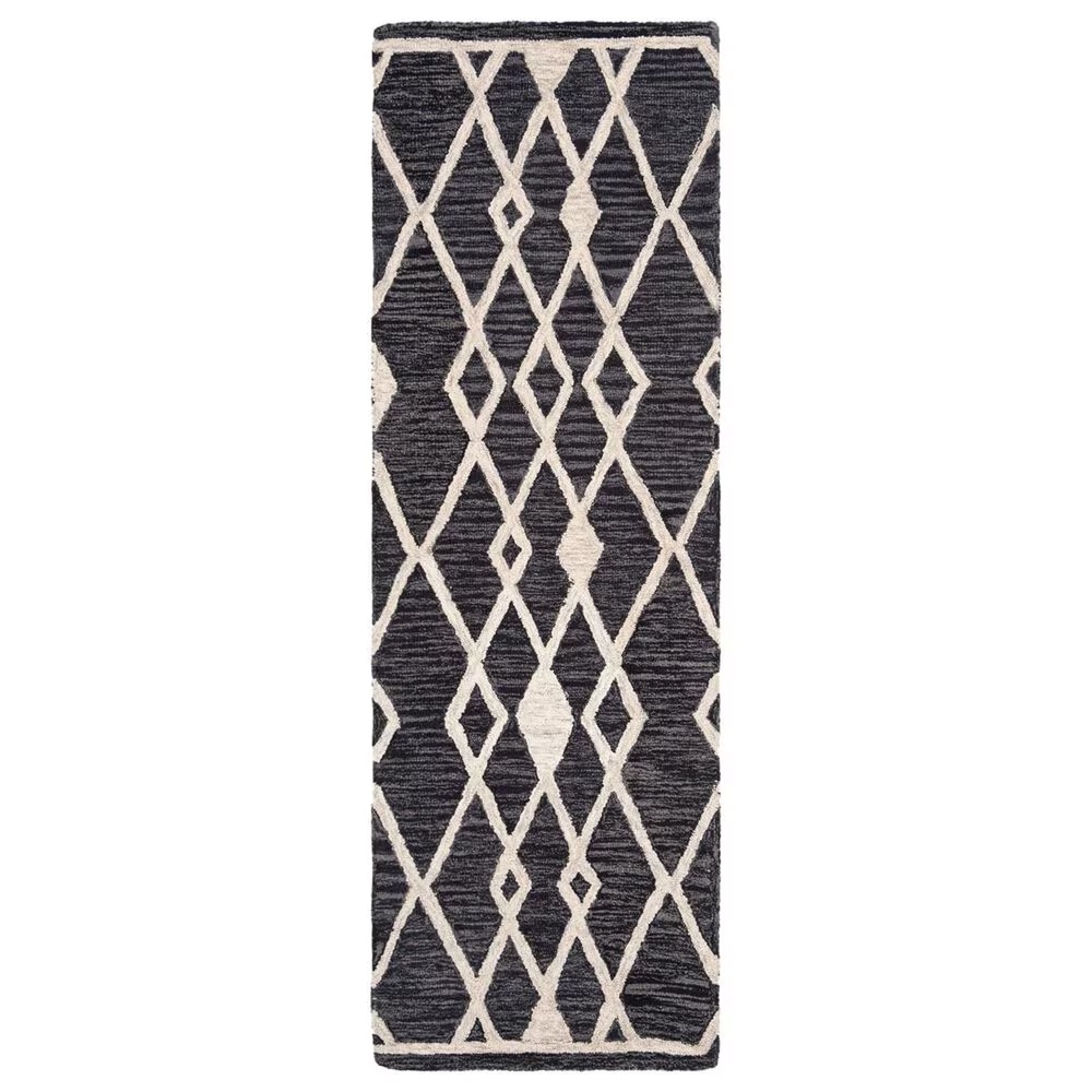 Safavieh Micro-Loop MLP157H 2'6" x 9' Charcoal and Ivory Runner