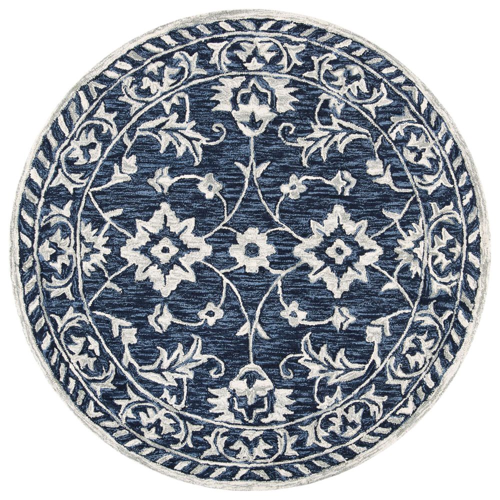 Safavieh Micro-Loop 5' Round Navy and Taupe Area Rug