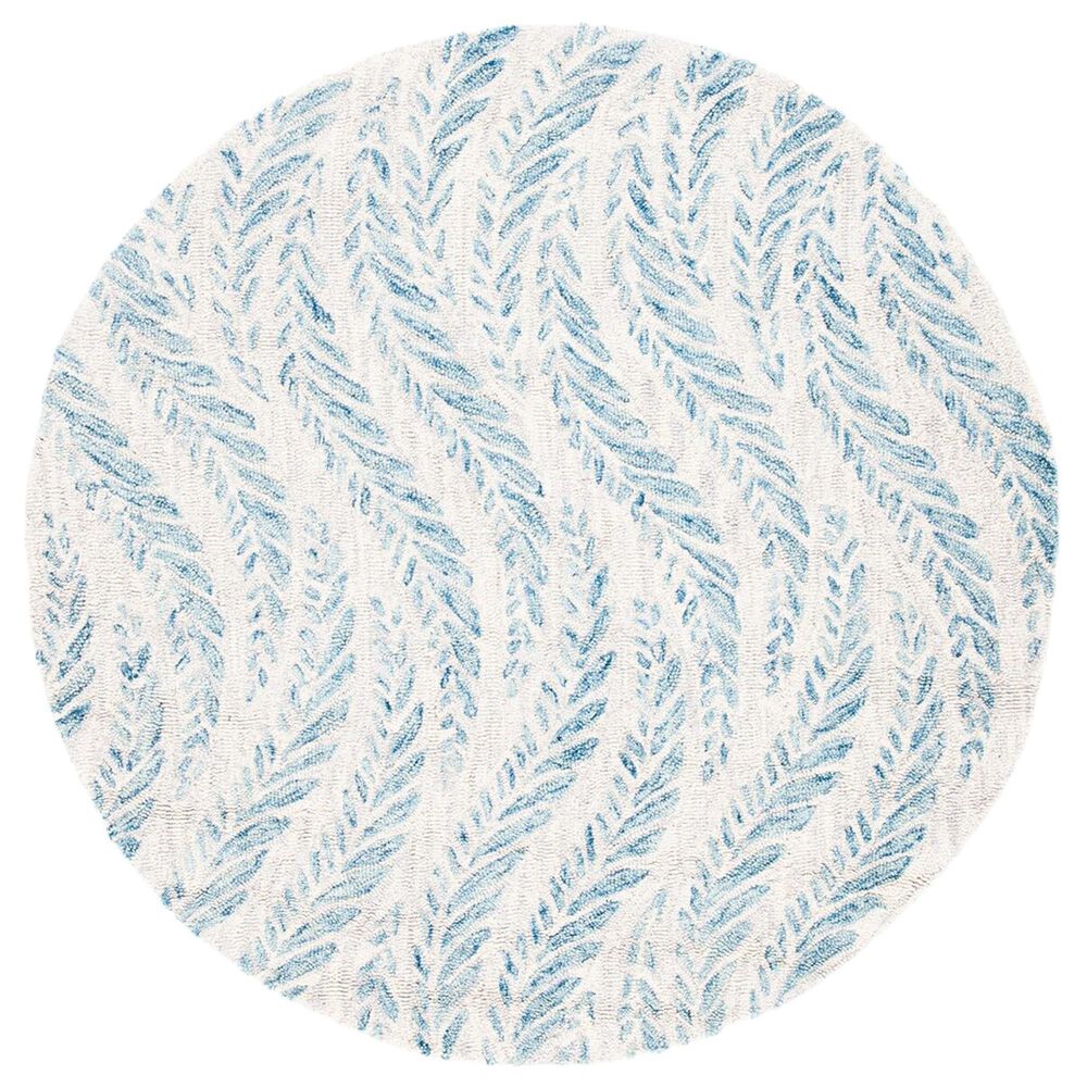 Safavieh Micro-Loop MLP170A 5' Round Ivory and Blue Area Rug