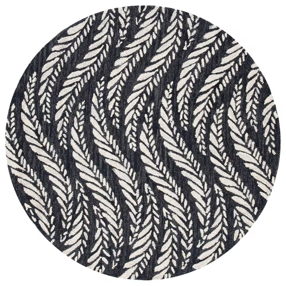 Safavieh Micro-Loop MLP170H 5' Round Charcoal and Ivory Area Rug