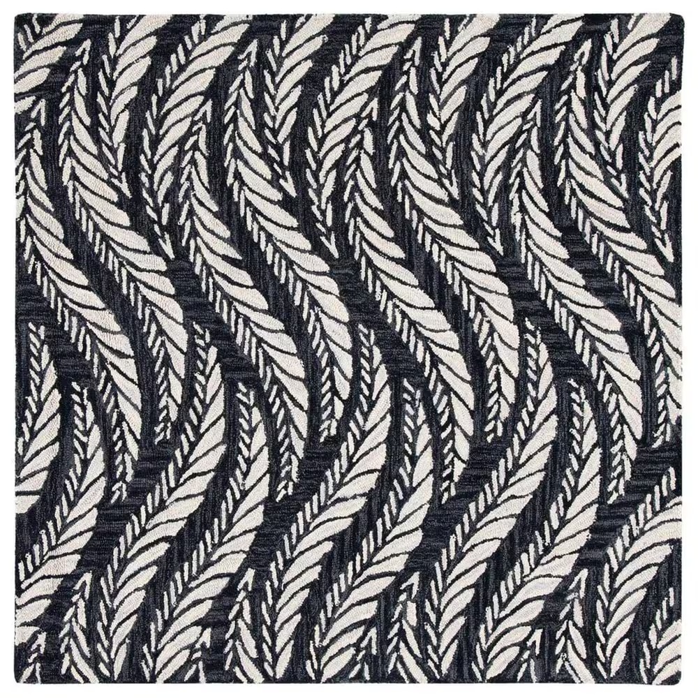 Safavieh Micro-Loop MLP170H 5' Square Charcoal and Ivory Area Rug
