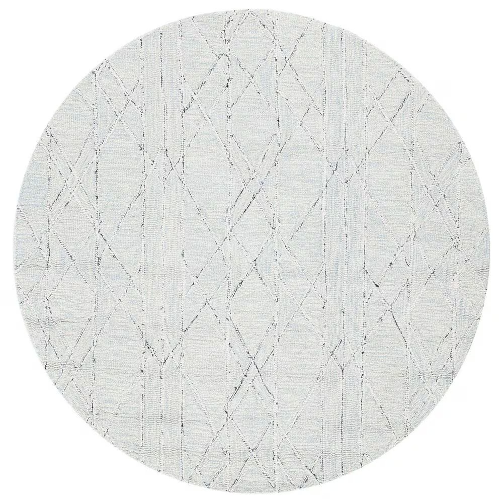 Safavieh Micro-Loop 5' Round Ivory and Light Blue Area Rug