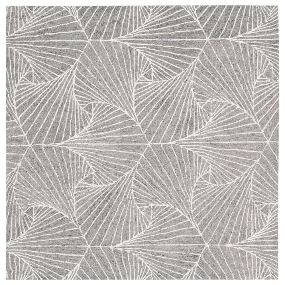 Safavieh Micro-Loop Geometric 5' Square Grey and Ivory Area Rug