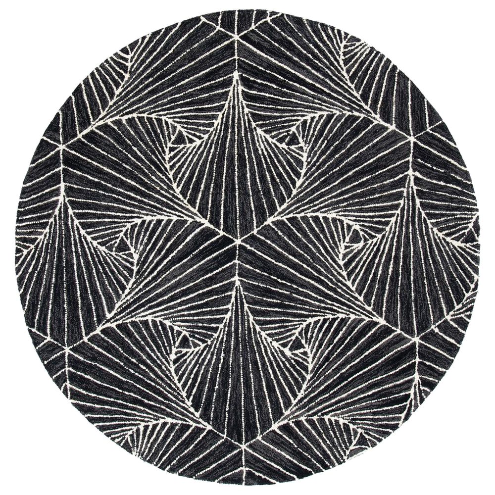 Safavieh Micro-Loop MLP174H 5' Round Charcoal and Ivory Area Rug