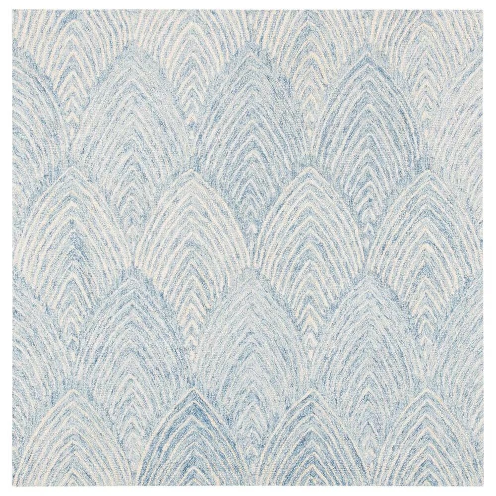 Safavieh Micro-Loop MLP177M 5' Square Light Blue and Ivory Area Rug