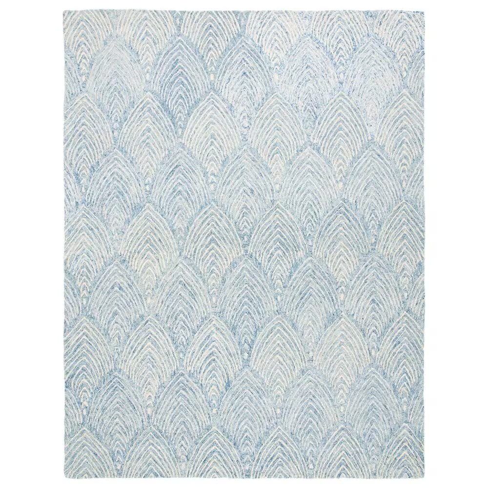 Safavieh Micro-Loop MLP177M 8' x 10' Light Blue and Ivory Area Rug
