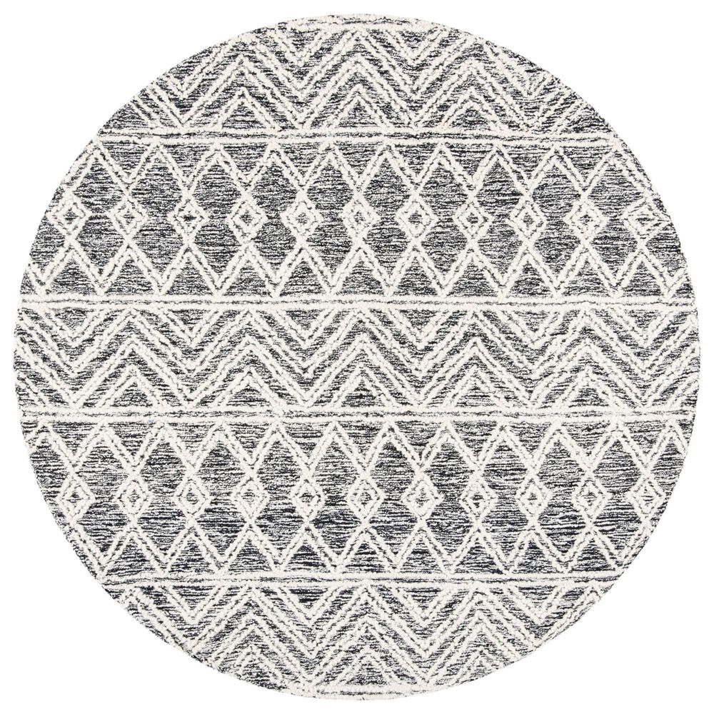 Safavieh Micro-Loop MLP203A 5' Round Ivory and Black Area Rug