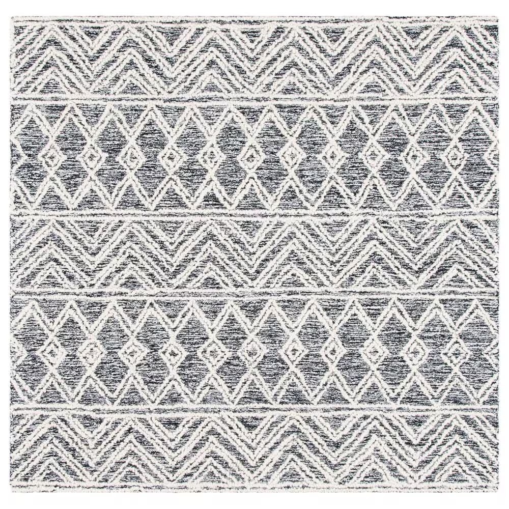 Safavieh Micro-Loop MLP203A 5' Square Ivory and Black Area Rug