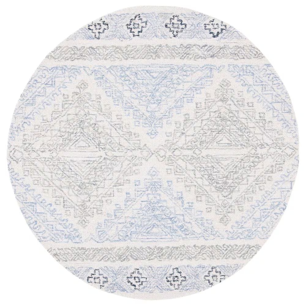 Safavieh Micro-Loop 5' Round Ivory and Grey Area Rug