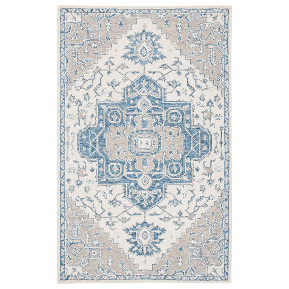 Safavieh Micro-Loop MLP213M 5' Square Ivory and Blue Area Rug