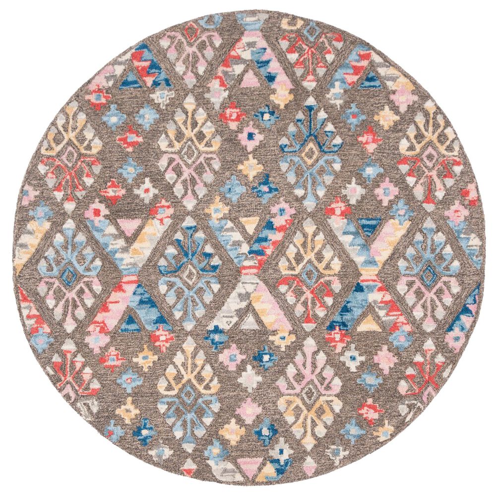 Safavieh Micro-Loop MLP351F 5' Round Gray and Blue Area Rug