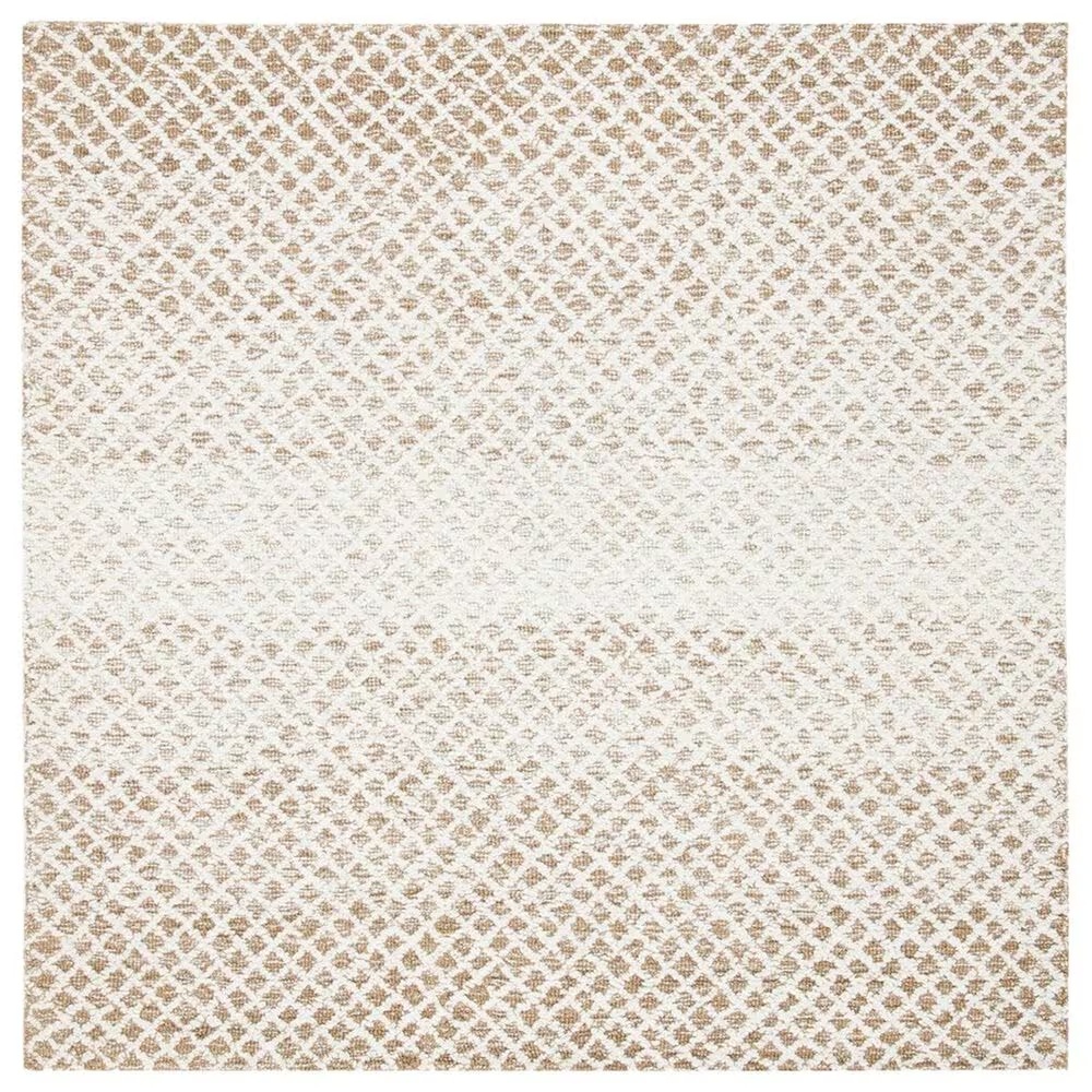 Safavieh Micro-Loop Geometric 5' Square Beige and Ivory Area Rug