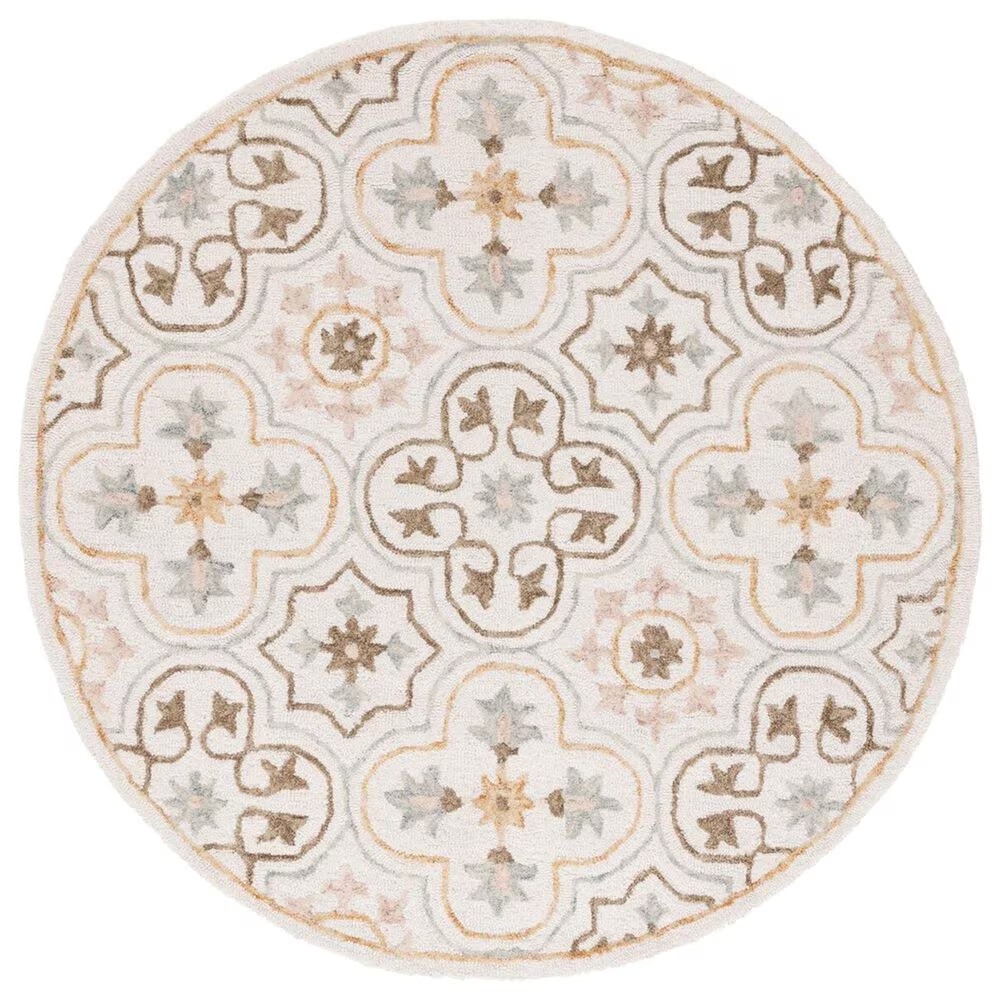 Safavieh Micro-Loop MLP381A 5' Round Ivory and Gray Area Rug