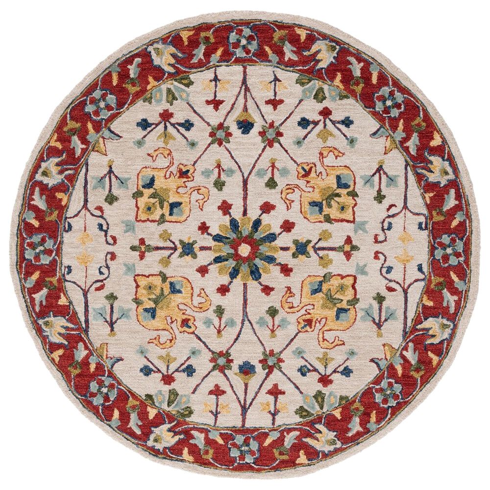 Safavieh Micro-Loop 5' Round Beige and Rust Area Rug