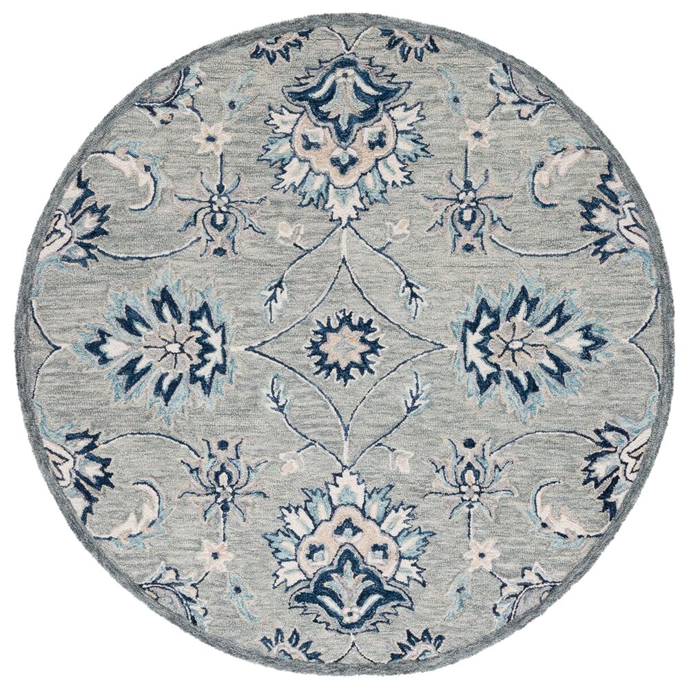 Safavieh Micro-Loop MLP387F 5' Round Gray and Blue Area Rug